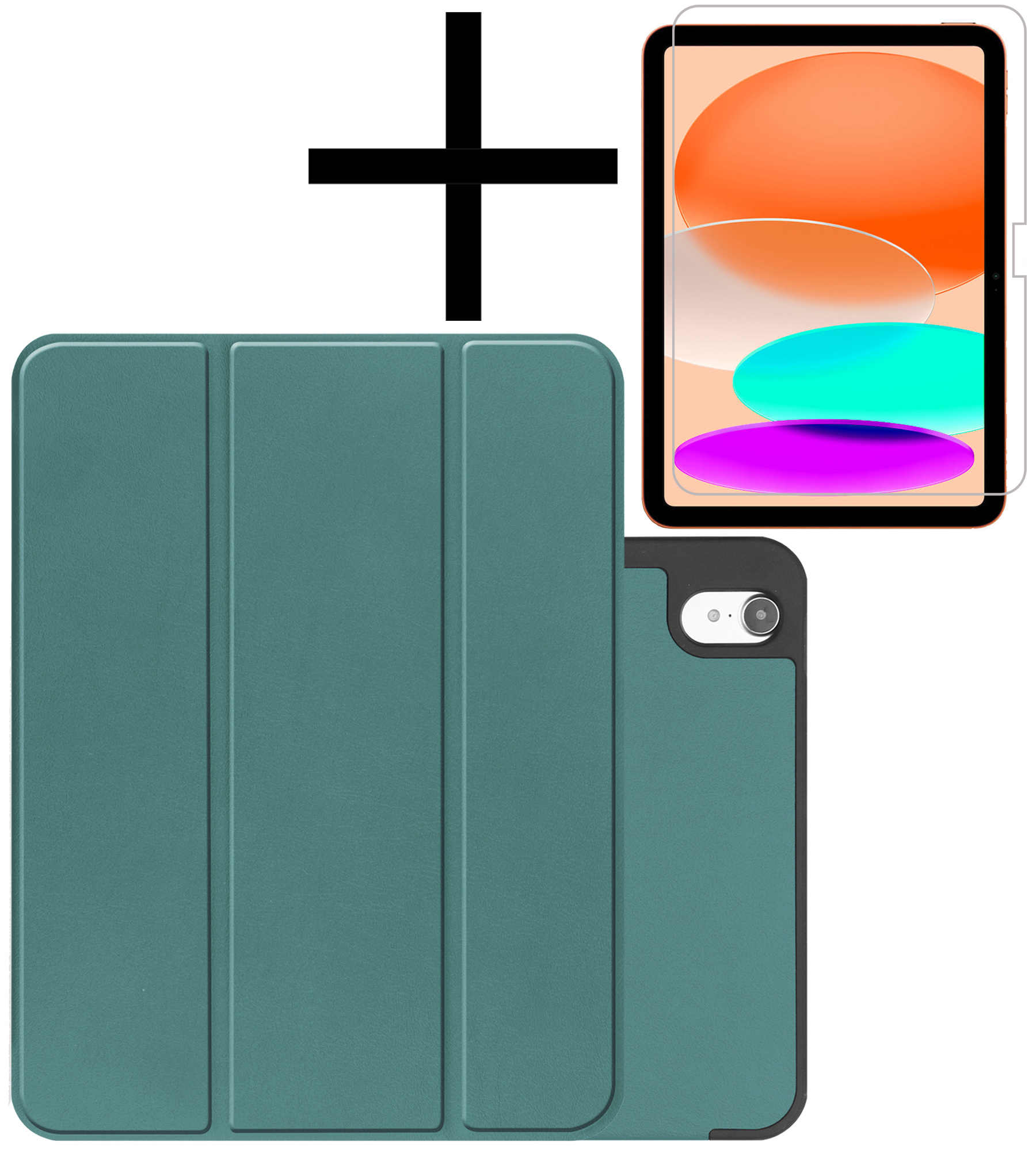 NoXx Hoesje Geschikt voor iPad 2022 Hoesje Case Hard Cover Hoes Book Case Met Uitsparing Geschikt voor Apple Pencil Met Screenprotector - Donkergroen