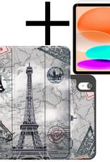 NoXx Hoesje Geschikt voor iPad 2022 Hoesje Case Hard Cover Hoes Book Case Met Uitsparing Geschikt voor Apple Pencil Met Screenprotector - Eiffeltoren