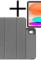 NoXx Hoesje Geschikt voor iPad 2022 Hoesje Case Hard Cover Hoes Book Case Met Uitsparing Geschikt voor Apple Pencil Met Screenprotector - Grijs