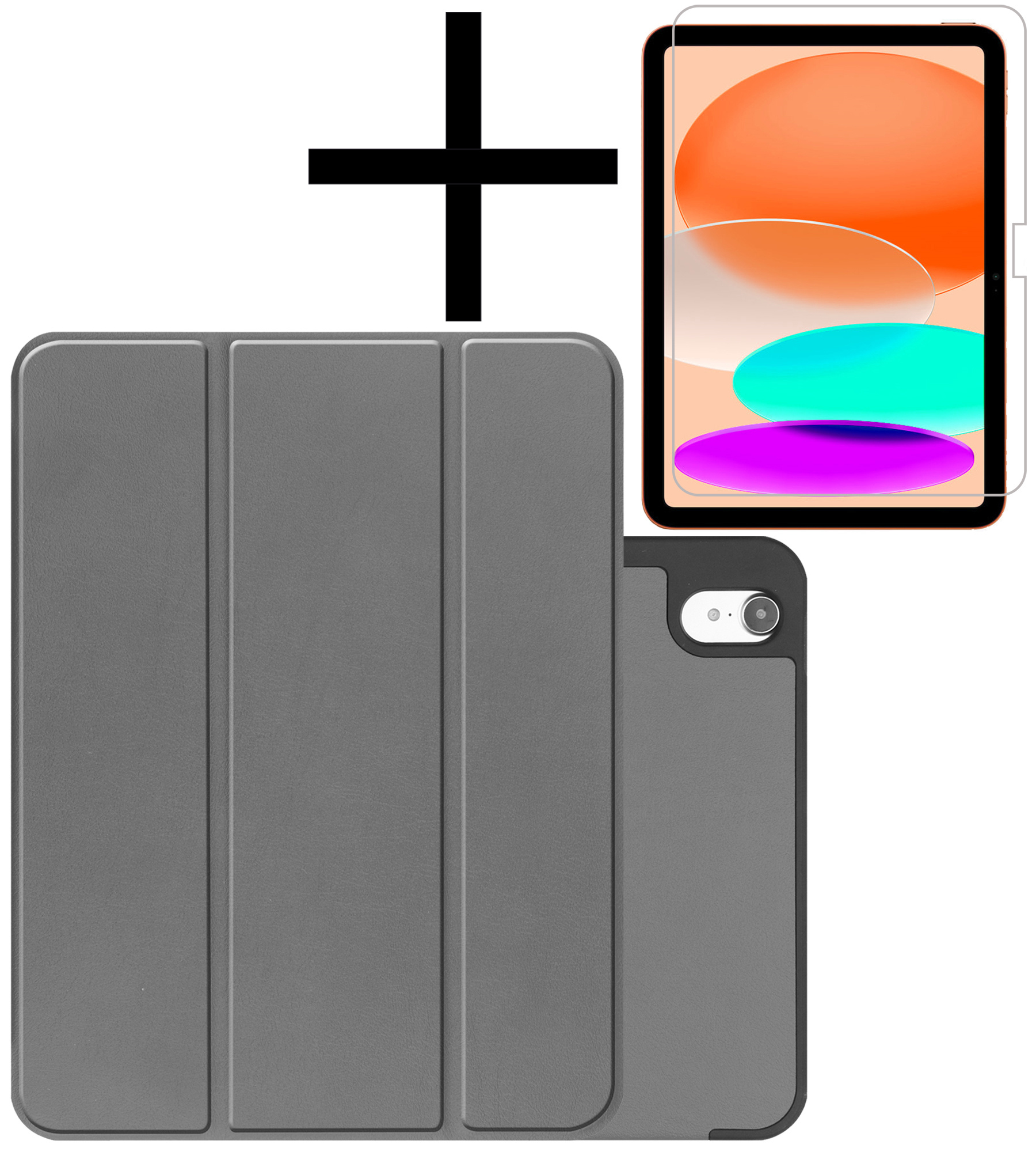NoXx Hoesje Geschikt voor iPad 2022 Hoesje Case Hard Cover Hoes Book Case Met Uitsparing Geschikt voor Apple Pencil Met Screenprotector - Grijs