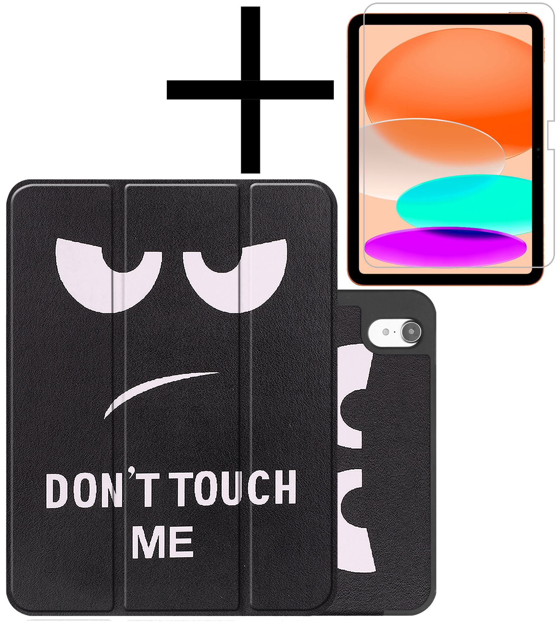 NoXx Hoesje Geschikt voor iPad 2022 Hoesje Case Hard Cover Hoes Book Case Met Uitsparing Geschikt voor Apple Pencil Met Screenprotector - Don't Touch Me