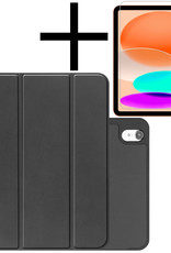 NoXx Hoesje Geschikt voor iPad 2022 Hoesje Case Hard Cover Hoes Book Case Met Uitsparing Geschikt voor Apple Pencil Met Screenprotector - Zwart