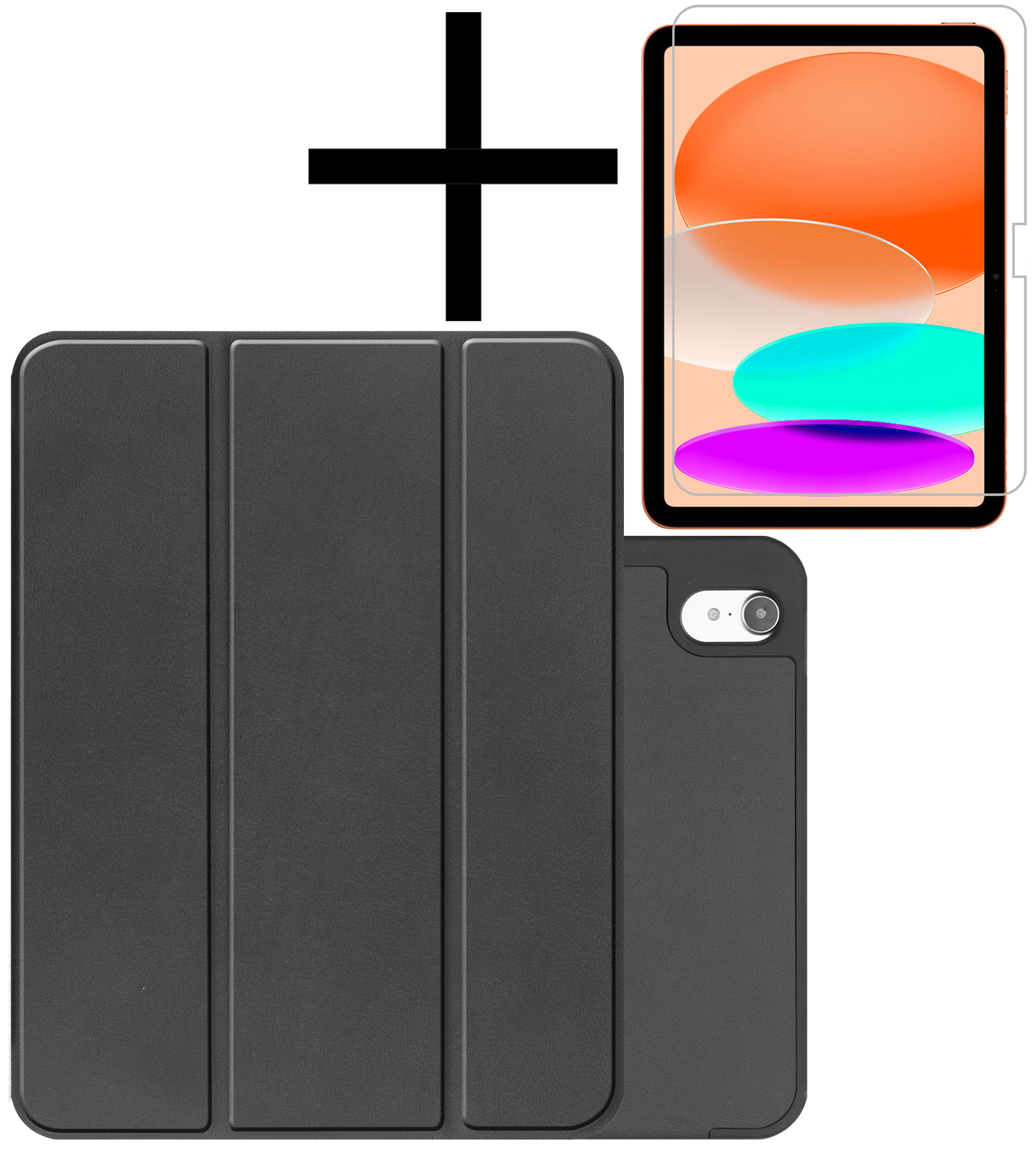 NoXx Hoesje Geschikt voor iPad 2022 Hoesje Case Hard Cover Hoes Book Case Met Uitsparing Geschikt voor Apple Pencil Met Screenprotector - Zwart