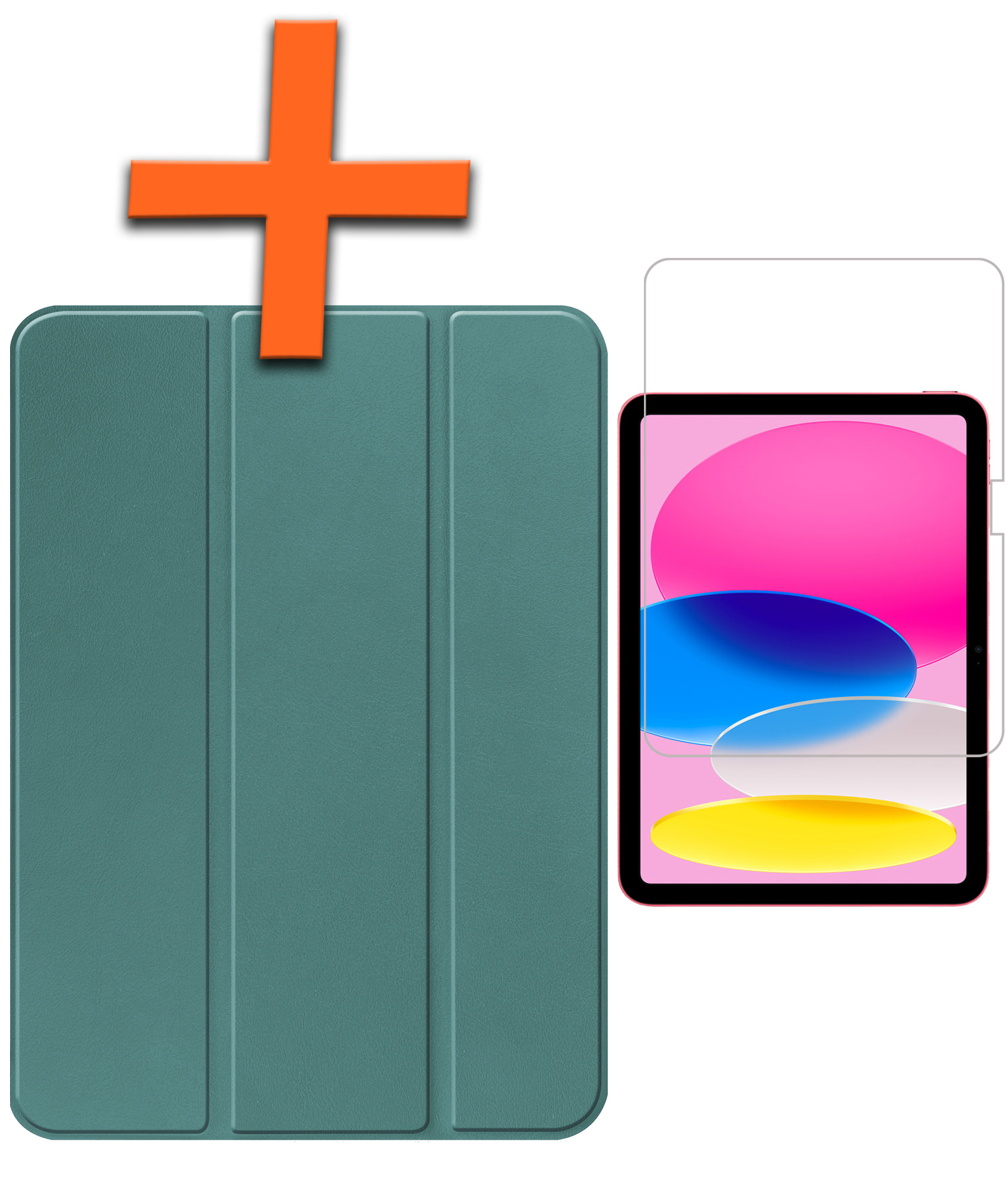 Nomfy Hoes Geschikt voor iPad 2022 Hoes Tri-fold Tablet Hoesje Case Met Uitsparing Geschikt voor Apple Pencil Met Screenprotector - Hoesje Geschikt voor iPad 10 Hoesje Hardcover Bookcase - Donkergroen