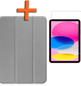 Nomfy Nomfy iPad 10 2022 Hoesje Met Uitsparing Apple Pencil Met Screenprotector - Grijs