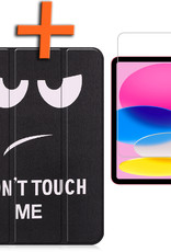 Nomfy Hoes Geschikt voor iPad 2022 Hoes Tri-fold Tablet Hoesje Case Met Uitsparing Geschikt voor Apple Pencil Met Screenprotector - Hoesje Geschikt voor iPad 10 Hoesje Hardcover Bookcase - Don't Touch Me