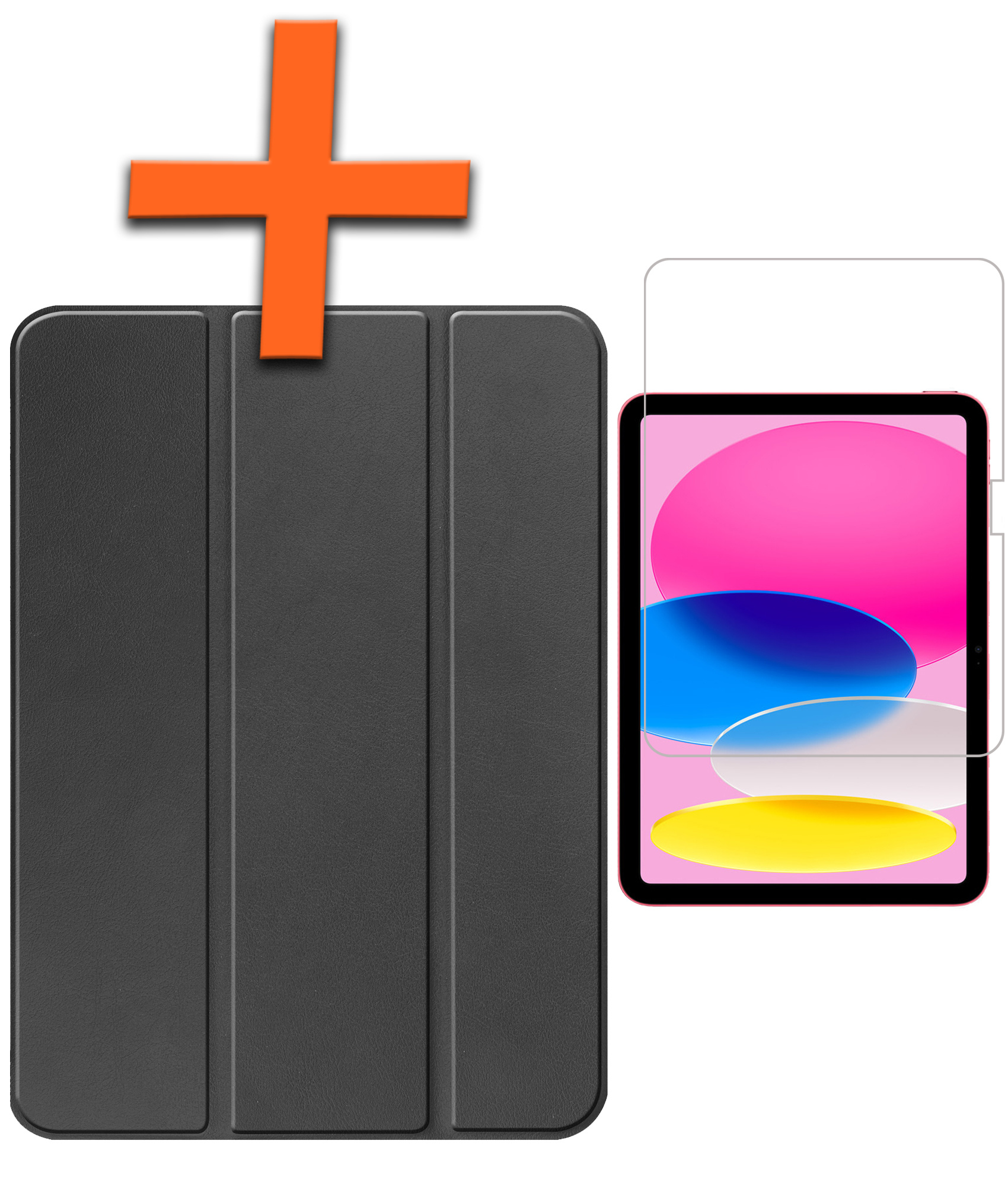 Nomfy Hoes Geschikt voor iPad 2022 Hoes Tri-fold Tablet Hoesje Case Met Uitsparing Geschikt voor Apple Pencil Met Screenprotector - Hoesje Geschikt voor iPad 10 Hoesje Hardcover Bookcase - Zwart