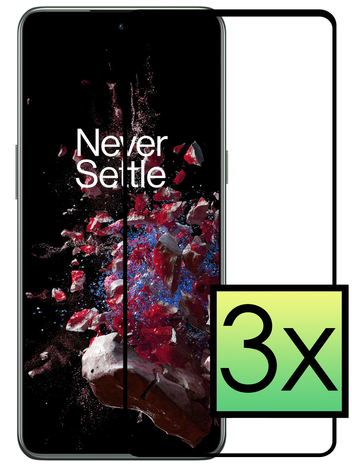 NoXx Screenprotector Geschikt voor OnePlus 10T Screenprotector Tempered Glass Gehard Glas Full Cover - 3x
