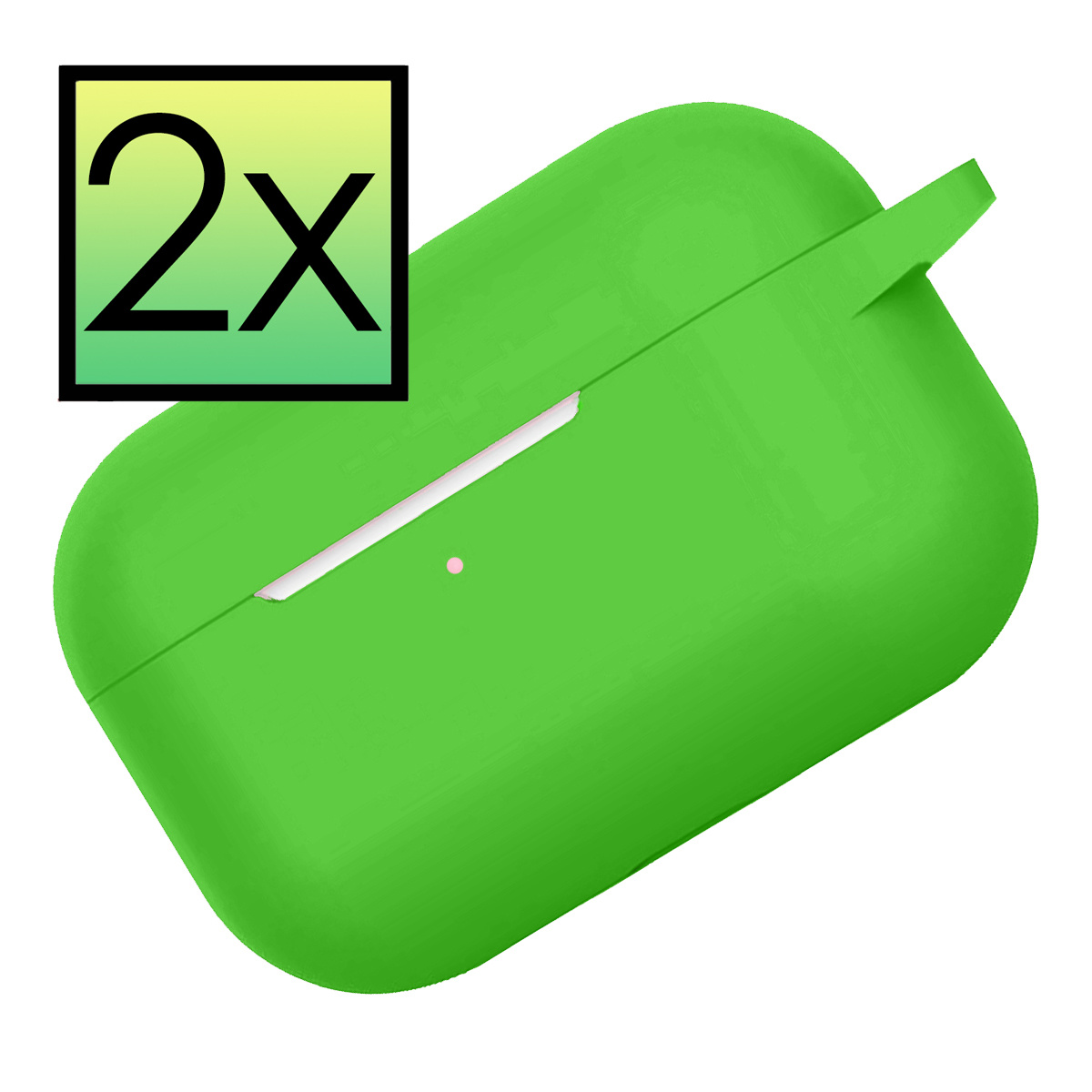 NoXx Hoes Geschikt voor Airpods Pro Hoesje Cover Silicone Case Hoes - Groen - 2x