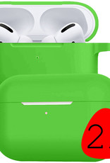 BASEY. Case Geschikt voor Airpods Pro Hoesje Siliconen Hoes Cover - Hoes Geschikt voor Apple Airpods Pro Case Siliconen - Groen - 2 Stuks
