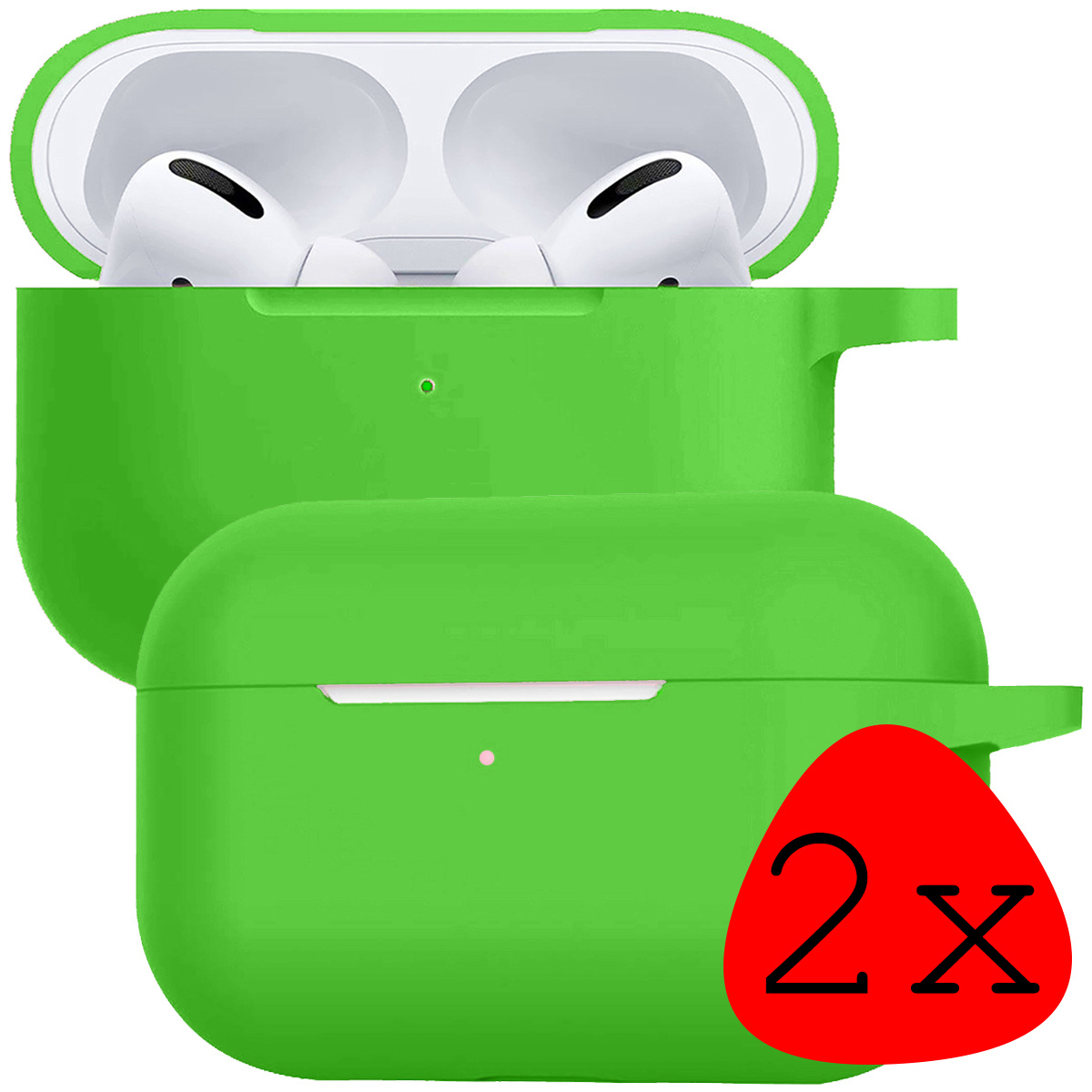 BASEY. Case Geschikt voor Airpods Pro Hoesje Siliconen Hoes Cover - Hoes Geschikt voor Apple Airpods Pro Case Siliconen - Groen - 2 Stuks