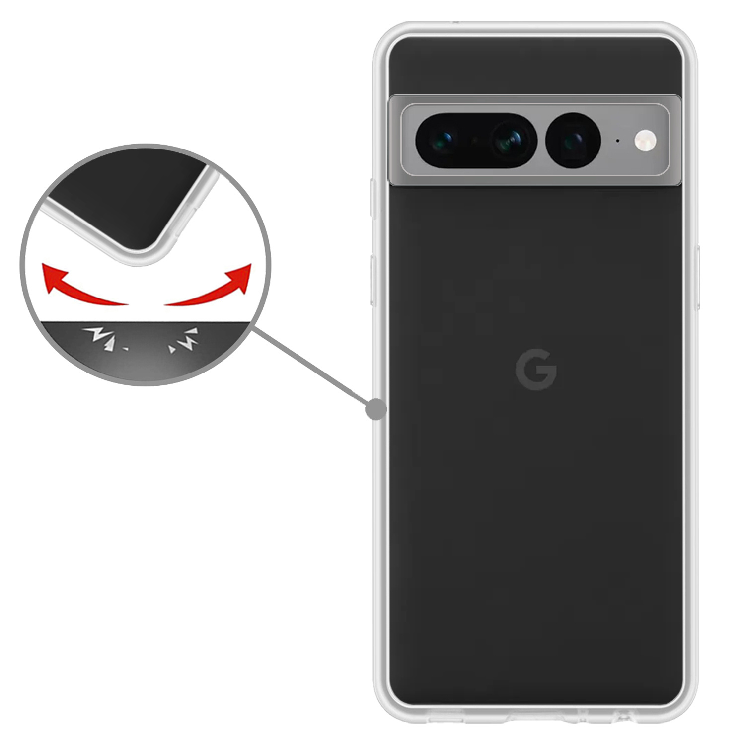 Nomfy Hoesje Geschikt voor Google Pixel 7 Pro Hoesje Siliconen Cover Case - Hoes Geschikt voor Google Pixel 7 Pro Hoes Back Case - Transparant