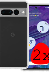 BASEY. Hoes Geschikt voor Google Pixel 7 Pro Hoesje Siliconen Back Cover Case - Hoesje Geschikt voor Google Pixel 7 Pro Hoes Cover Hoesje - Transparant - 2 Stuks