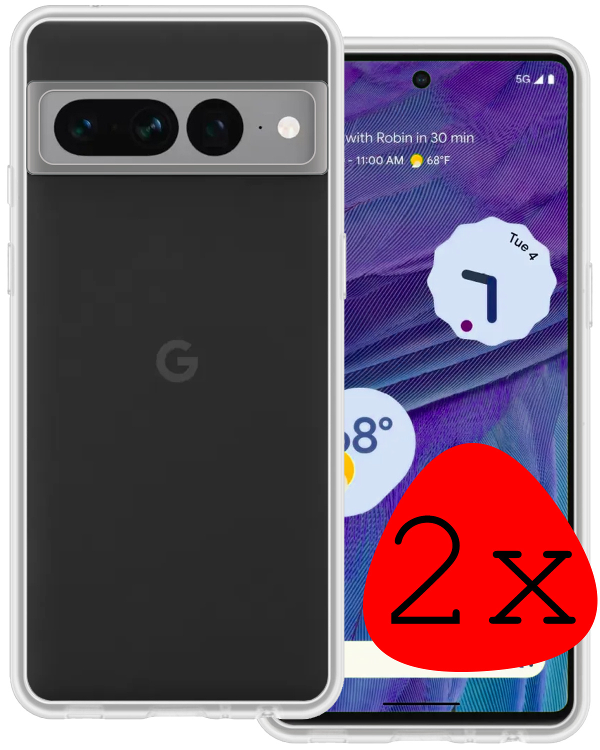 BASEY. Hoes Geschikt voor Google Pixel 7 Pro Hoesje Siliconen Back Cover Case - Hoesje Geschikt voor Google Pixel 7 Pro Hoes Cover Hoesje - Transparant - 2 Stuks
