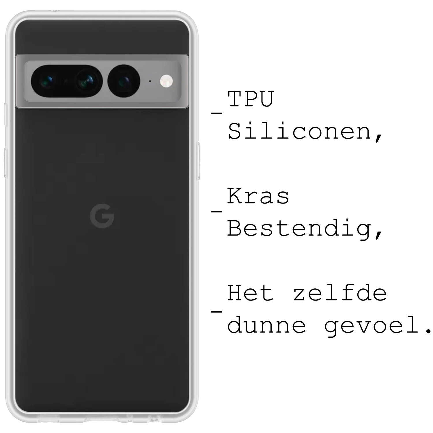 BASEY. Hoes Geschikt voor Google Pixel 7 Pro Hoesje Siliconen Back Cover Case - Hoesje Geschikt voor Google Pixel 7 Pro Hoes Cover Hoesje - Transparant - 2 Stuks