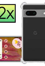 NoXx Hoes Geschikt voor Google Pixel 7 Hoesje Siliconen Cover Shock Proof Back Case Shockproof Hoes - Transparant - 2x
