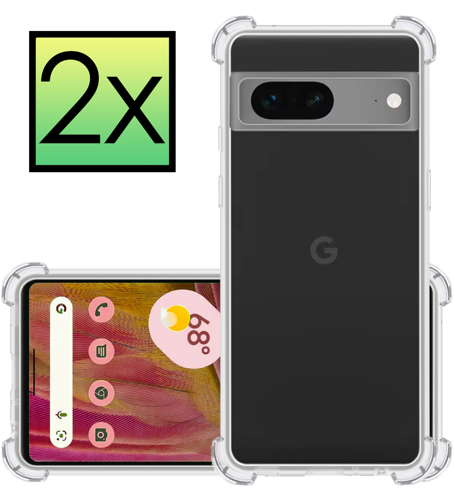 NoXx Hoes Geschikt voor Google Pixel 7 Hoesje Siliconen Cover Shock Proof Back Case Shockproof Hoes - Transparant - 2x