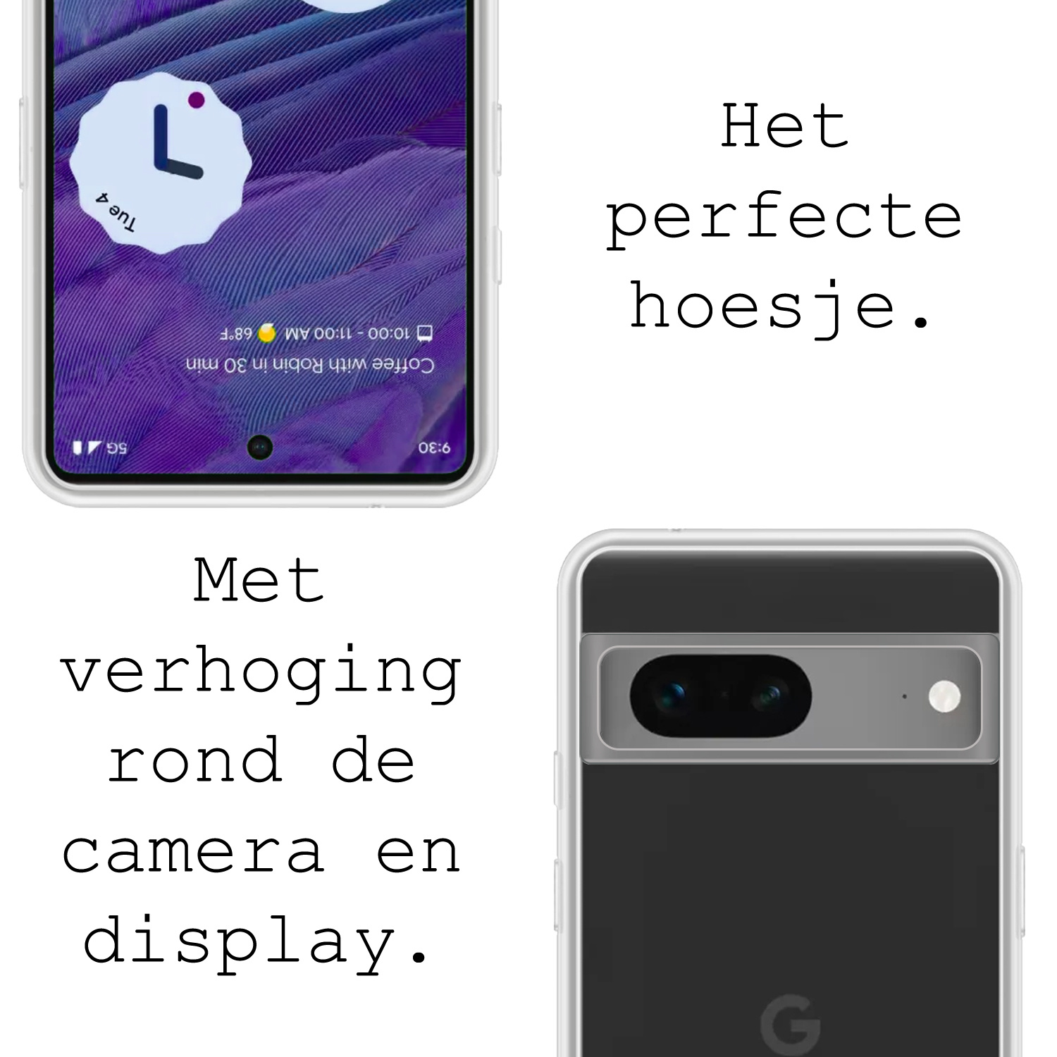 BASEY. Hoes Geschikt voor Google Pixel 7 Hoesje Siliconen Back Cover Case - Hoesje Geschikt voor Google Pixel 7 Hoes Cover Hoesje - Transparant - 2 Stuks