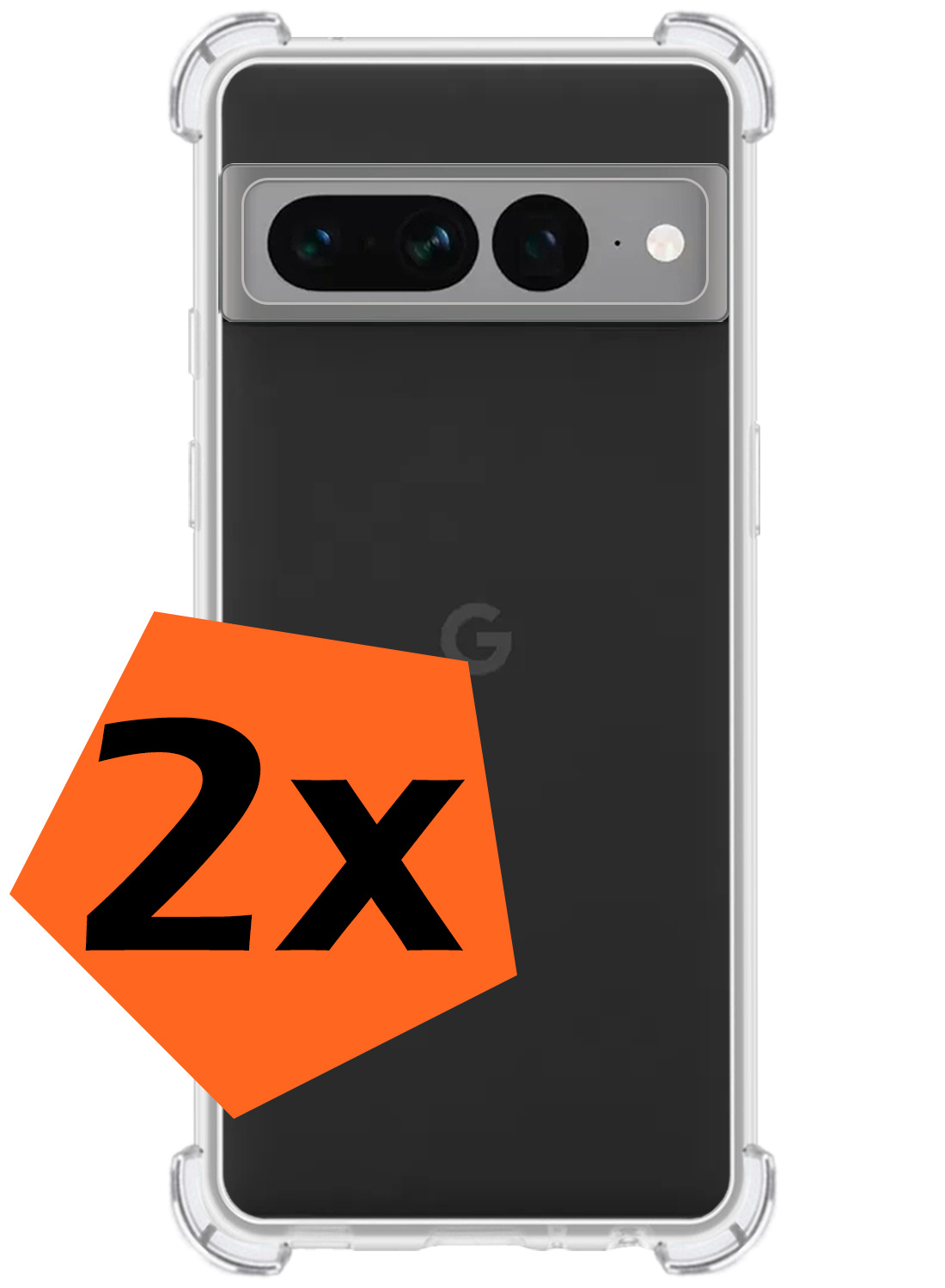 Nomfy Hoesje Geschikt voor Google Pixel 7 Pro Hoesje Shock Proof Cover Case Shockproof - Hoes Geschikt voor Google Pixel 7 Pro Hoes Siliconen Back Case - Transparant - 2 PACK