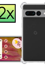 NoXx Hoes Geschikt voor Google Pixel 7 Pro Hoesje Siliconen Cover Shock Proof Back Case Shockproof Hoes - Transparant - 2x