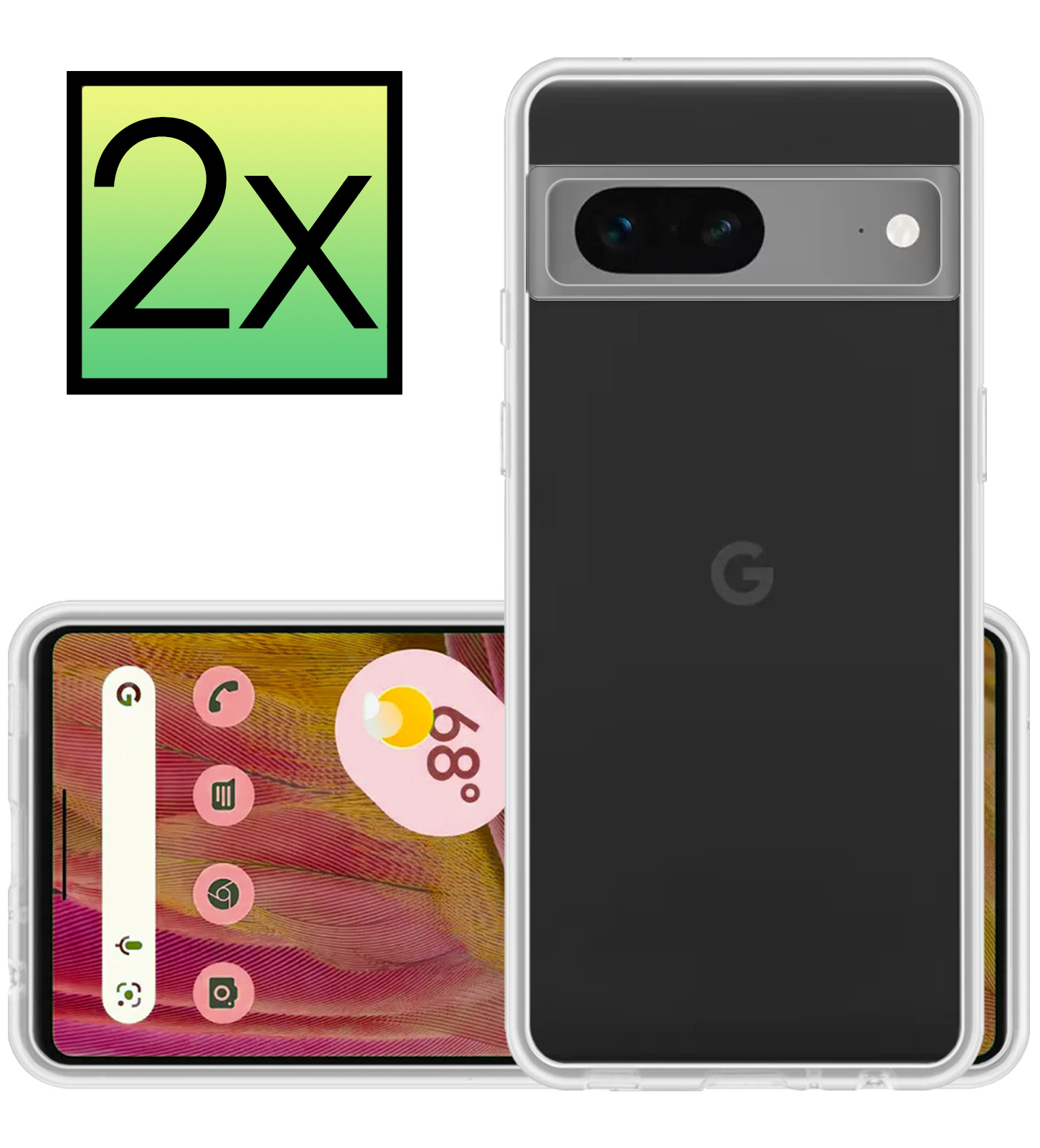 NoXx Hoes Geschikt voor Google Pixel 7 Hoesje Cover Siliconen Back Case Hoes - Transparant - 2x