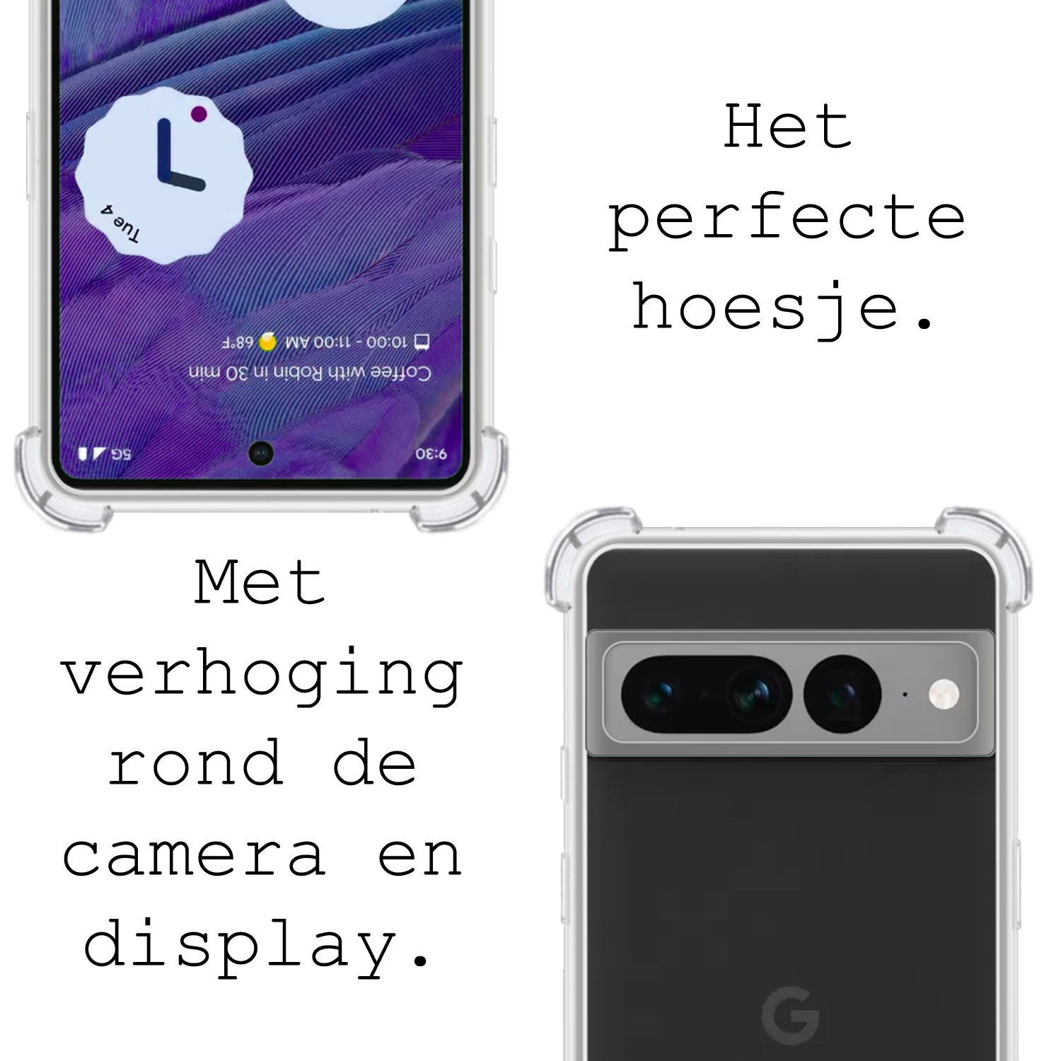 BASEY. Hoes Geschikt voor Google Pixel 7 Pro Hoesje Shock Proof Case Hoes Siliconen - Hoesje Geschikt voor Google Pixel 7 Pro Hoes Cover Shockproof - Transparant - 2 Stuks