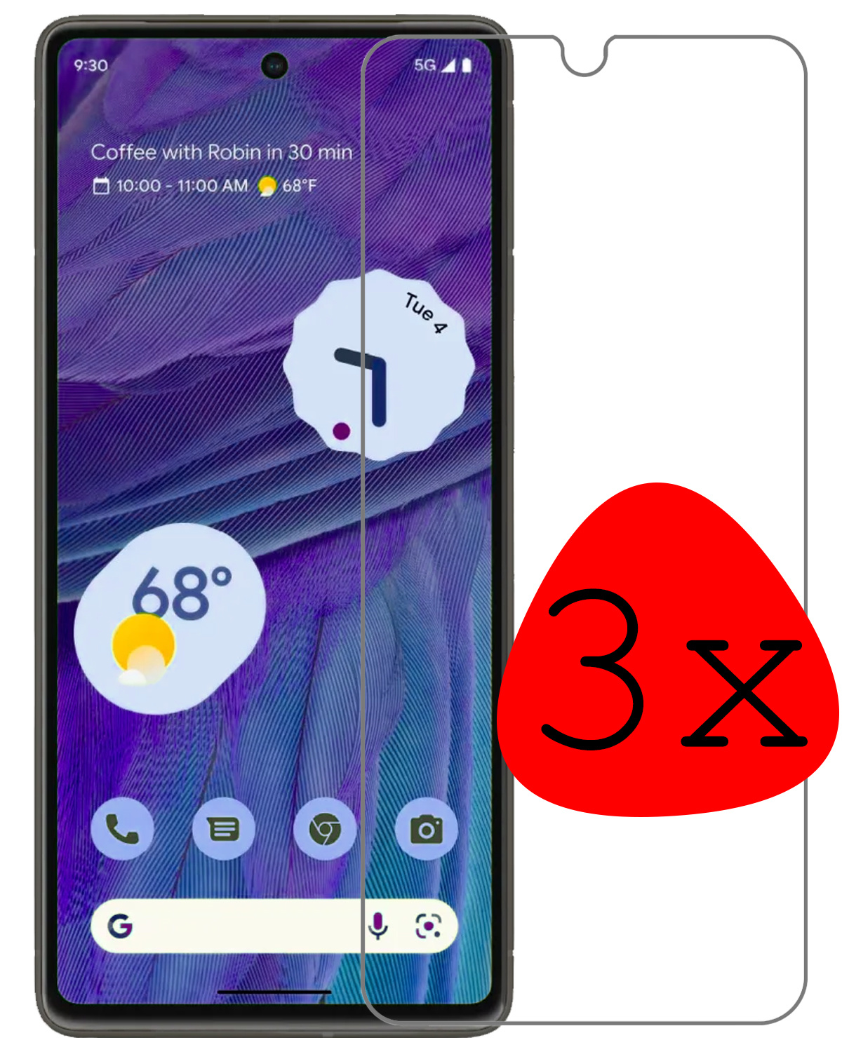 BASEY. Screenprotector Geschikt voor Google Pixel 7 Screenprotector Tempered Glass - Screenprotector Geschikt voor Google Pixel 7 Beschermglas Screen Protector Glas - 3 Stuks