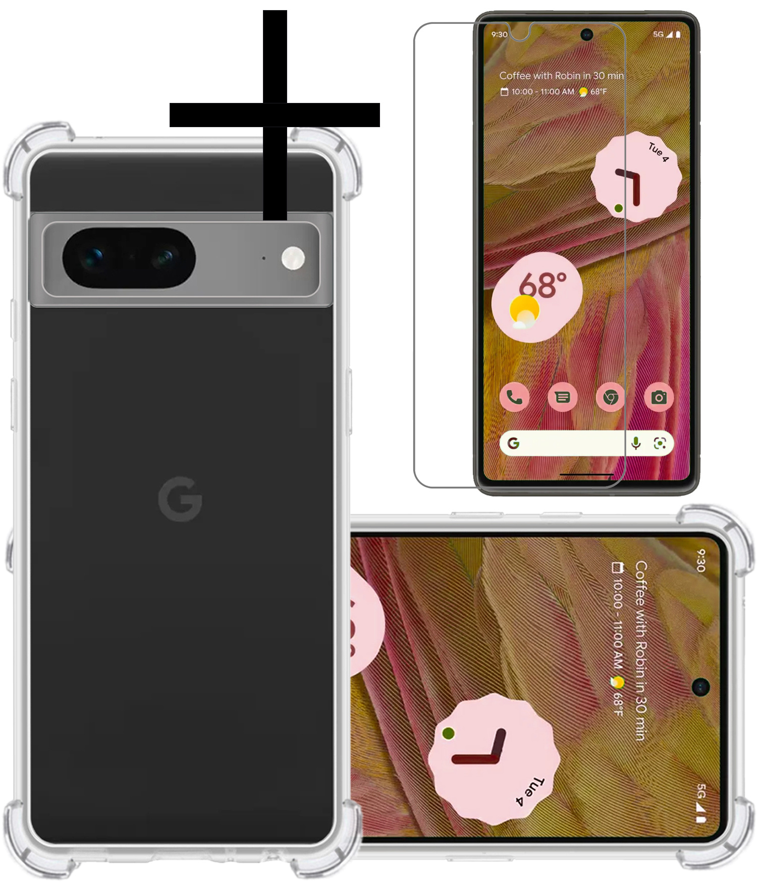 NoXx Hoes Geschikt voor Google Pixel 7 Hoesje Siliconen Cover Shock Proof Back Case Shockproof Hoes Met Screenprotector - Transparant