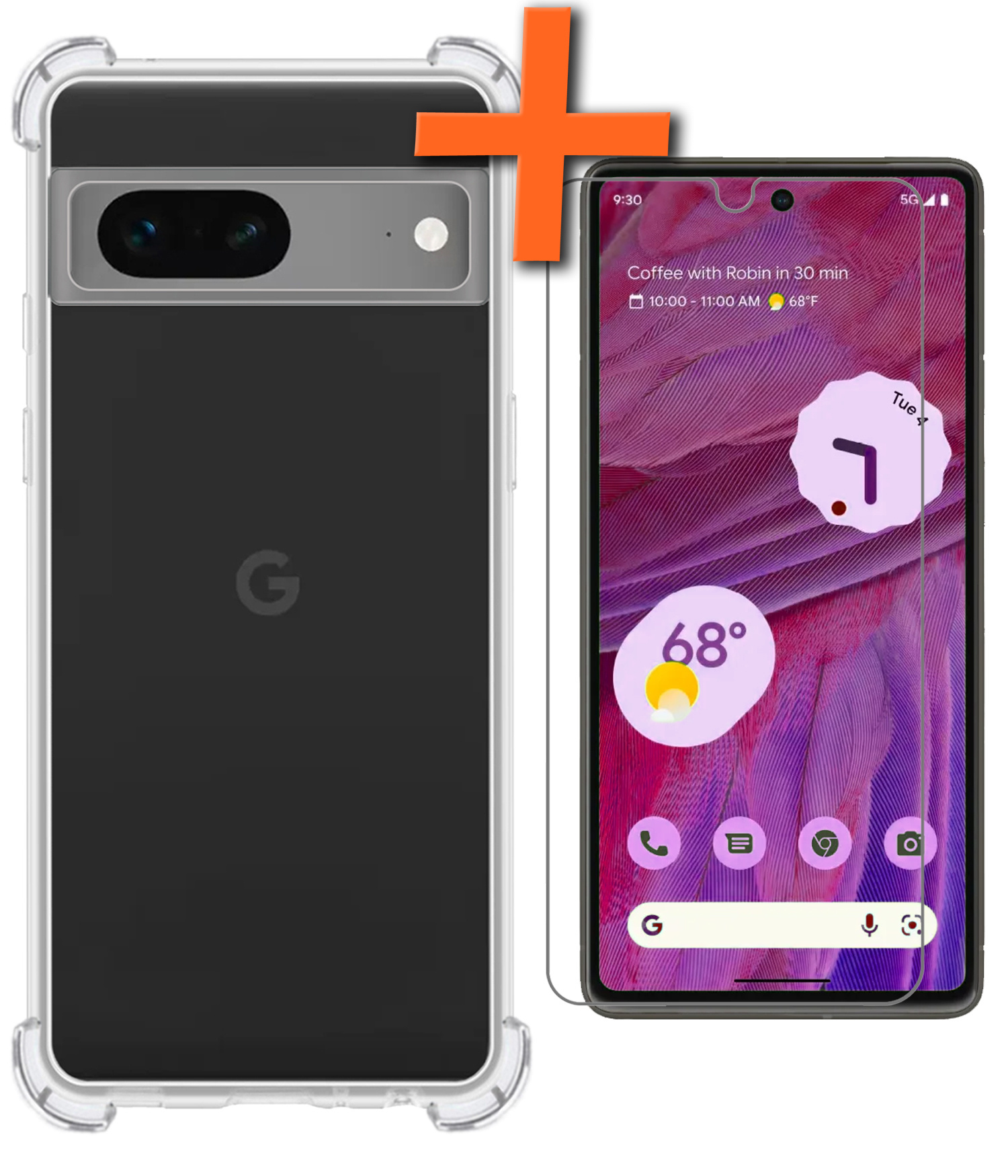 Nomfy Hoesje Geschikt voor Google Pixel 7 Hoesje Shock Proof Cover Case Shockproof Met Screenprotector - Hoes Geschikt voor Google Pixel 7 Hoes Siliconen Back Case - Transparant