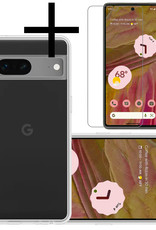NoXx Hoes Geschikt voor Google Pixel 7 Hoesje Cover Siliconen Back Case Hoes Met Screenprotector - Transparant