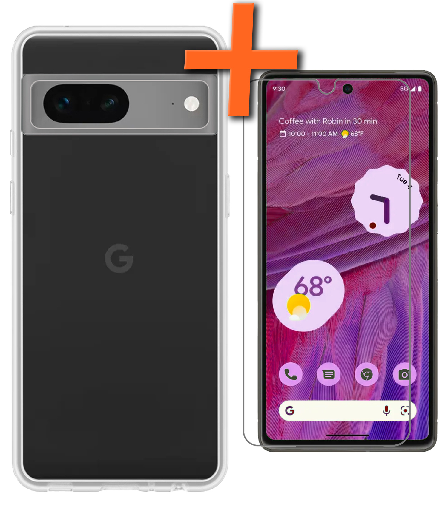 Nomfy Hoesje Geschikt voor Google Pixel 7 Hoesje Siliconen Cover Case Met Screenprotector - Hoes Geschikt voor Google Pixel 7 Hoes Back Case - Transparant