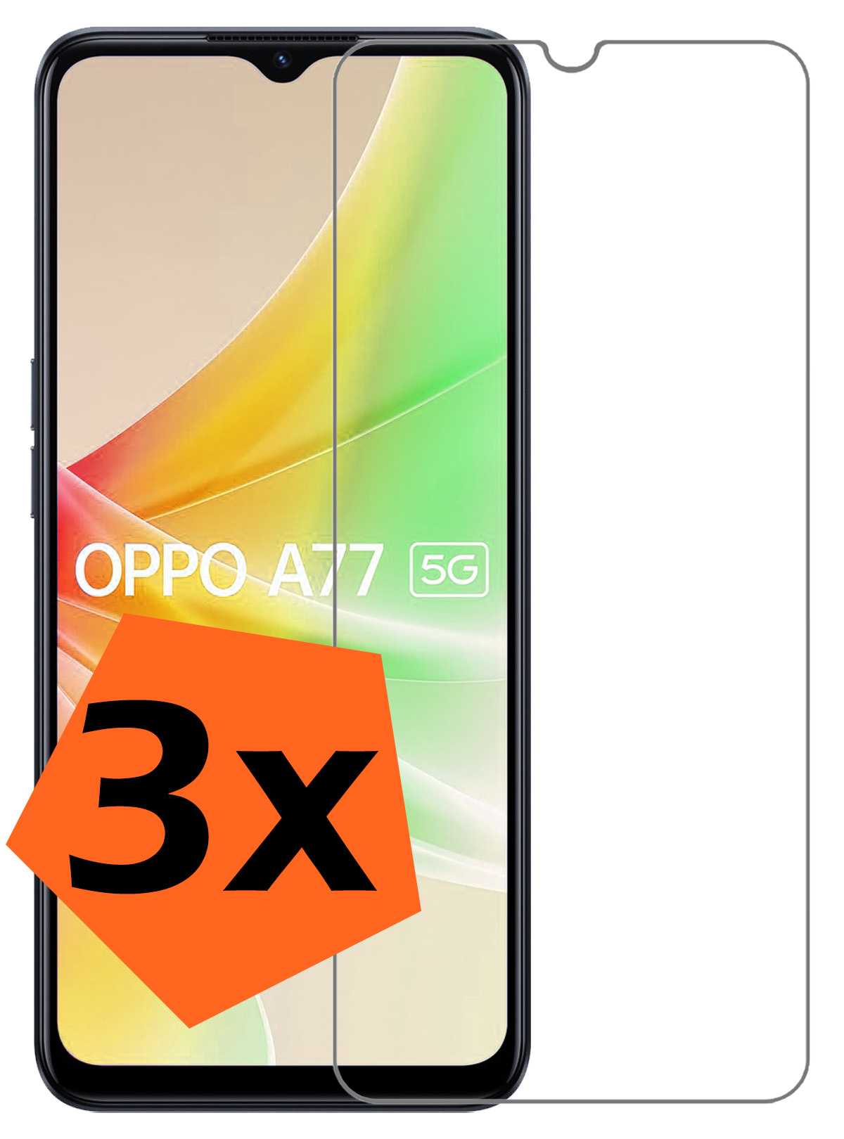Nomfy OPPO A77 Screenprotector Bescherm Glas Tempered Glass - OPPO A77 Screen Protector - 3x