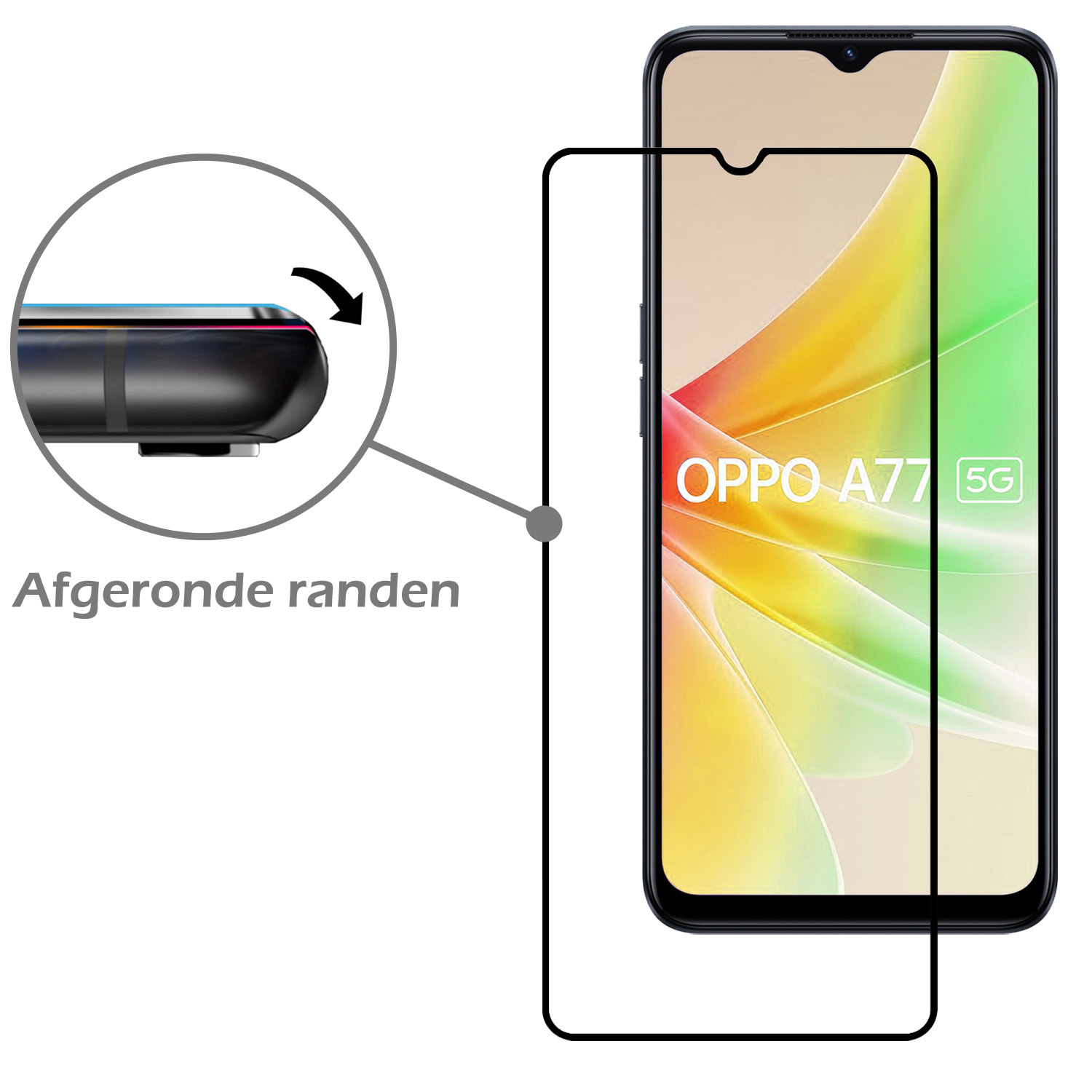 Nomfy Screenprotector Geschikt voor OPPO A77 Screenprotector Bescherm Glas - Screenprotector Geschikt voor OPPO A77 Screen Protector Tempered Glass Full Screen Full Cover - 3 PACK