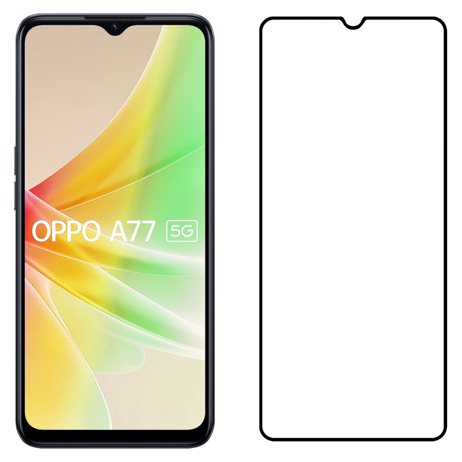 Nomfy Screenprotector Geschikt voor OPPO A77 Screenprotector Bescherm Glas - Screenprotector Geschikt voor OPPO A77 Screen Protector Tempered Glass Full Screen Full Cover - 2 PACK