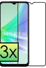 NoXx Screenprotector Geschikt voor OPPO A77 Screenprotector Tempered Glass Gehard Glas Full Cover - 3x