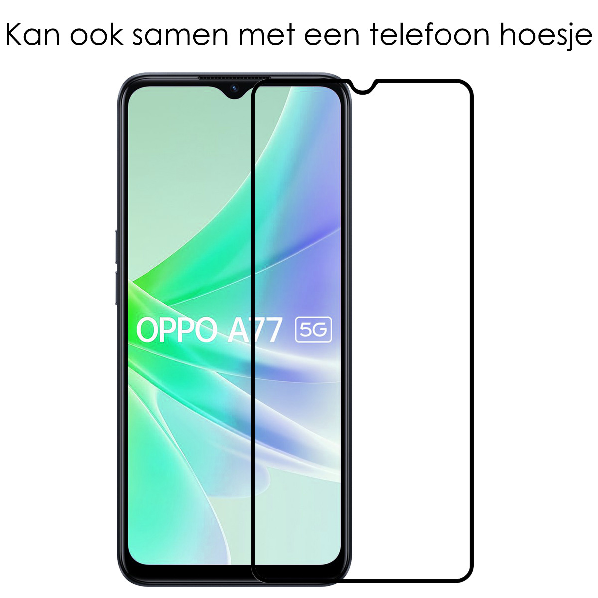 NoXx Screenprotector Geschikt voor OPPO A77 Screenprotector Tempered Glass Gehard Glas Full Cover - 3x