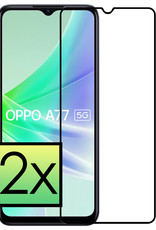 NoXx OPPO A77 Screenprotector Tempered Glass Full Cover Gehard Glas Beschermglas - 2x