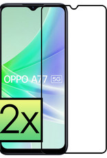 NoXx Screenprotector Geschikt voor OPPO A77 Screenprotector Tempered Glass Gehard Glas Full Cover - 2x