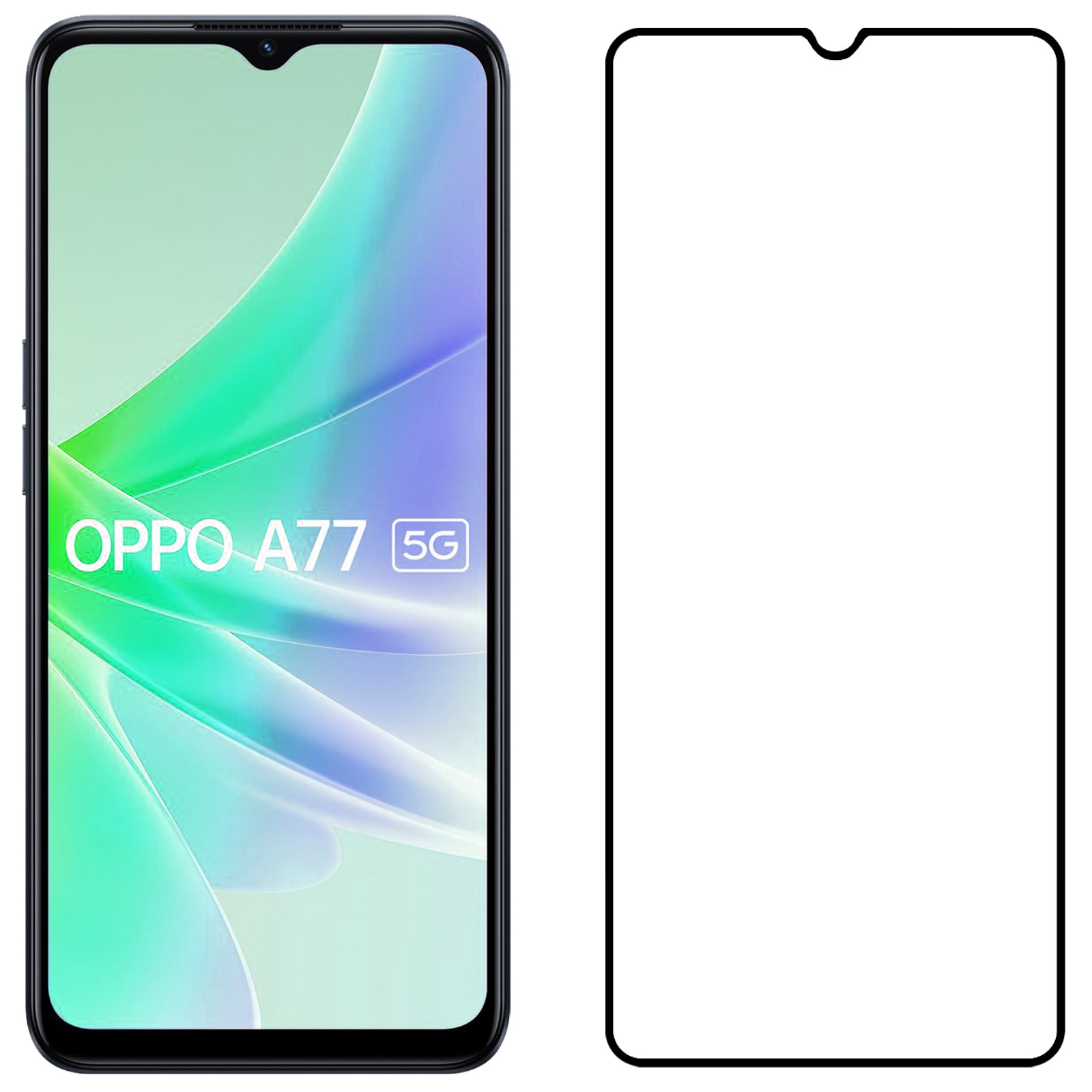 NoXx Screenprotector Geschikt voor OPPO A77 Screenprotector Tempered Glass Gehard Glas Full Cover - 2x