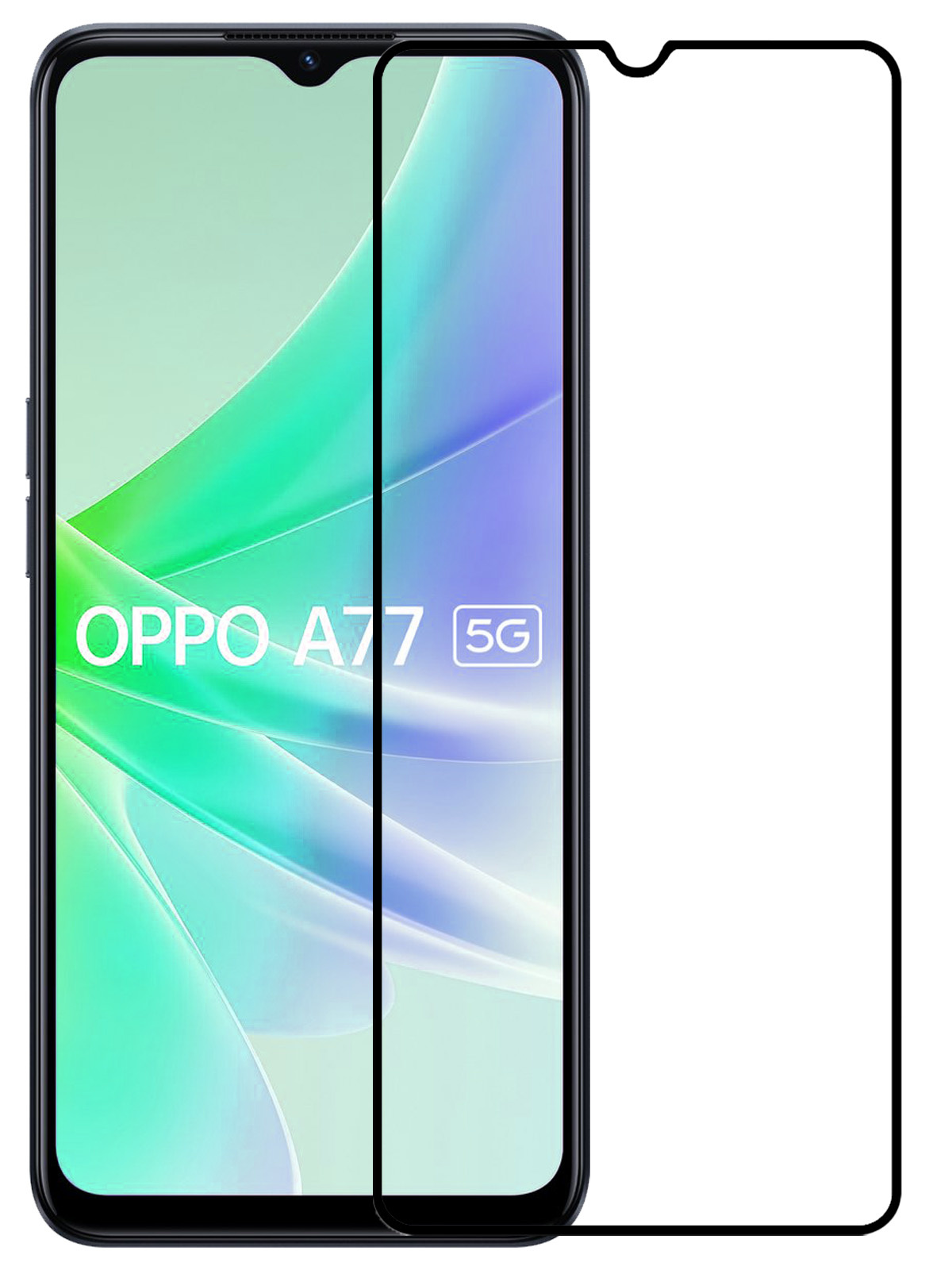 NoXx OPPO A77 Screenprotector Tempered Glass Full Cover Gehard Glas Beschermglas