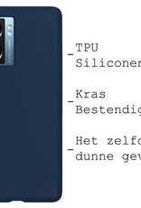 BASEY. Hoes Geschikt voor OPPO A77 Hoesje Siliconen Back Cover Case - Hoesje Geschikt voor OPPO A77 Hoes Cover Hoesje - Donkerblauw