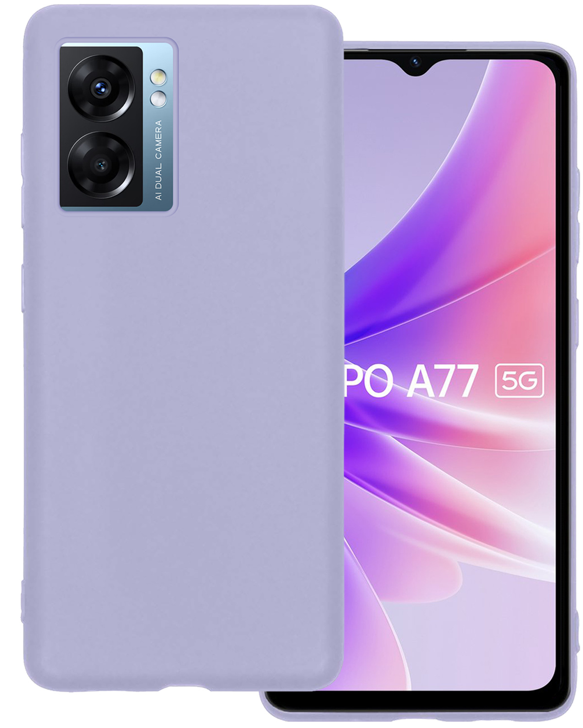 BASEY. Hoes Geschikt voor OPPO A77 Hoesje Siliconen Back Cover Case - Hoesje Geschikt voor OPPO A77 Hoes Cover Hoesje - Lila