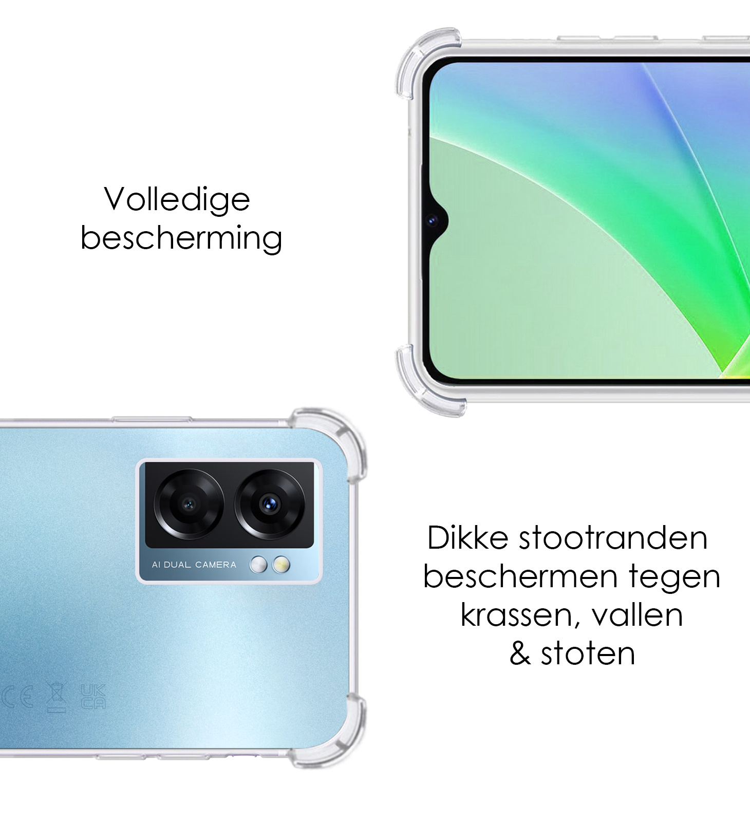 NoXx Hoes Geschikt voor OPPO A77 Hoesje Siliconen Cover Shock Proof Back Case Shockproof Hoes - Transparant