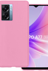 BASEY. Hoes Geschikt voor OPPO A77 Hoesje Siliconen Back Cover Case - Hoesje Geschikt voor OPPO A77 Hoes Cover Hoesje - Lichtroze