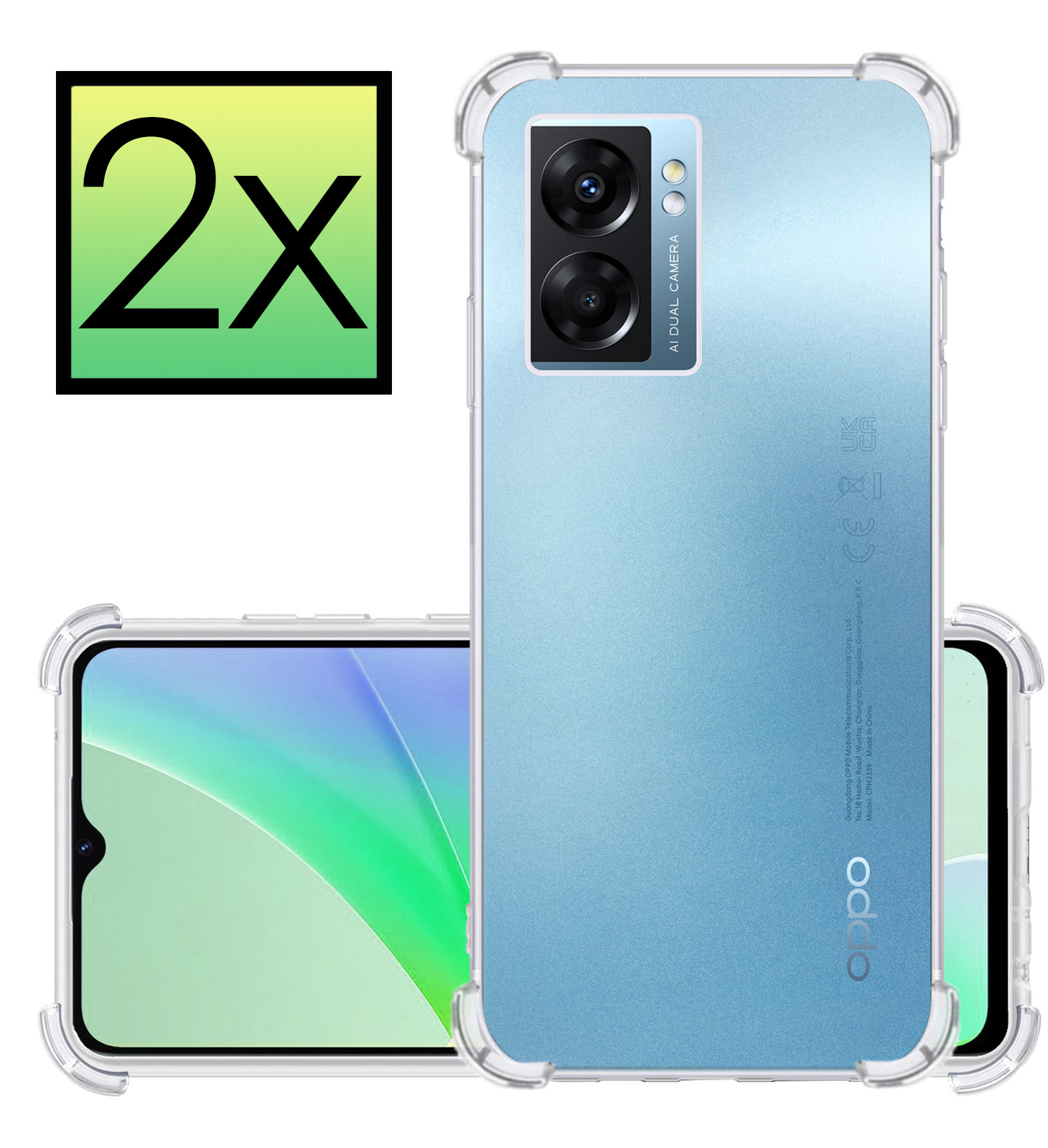 NoXx OPPO A77 Hoesje Cover Shock Proof Case Hoes - 2x - Transparant