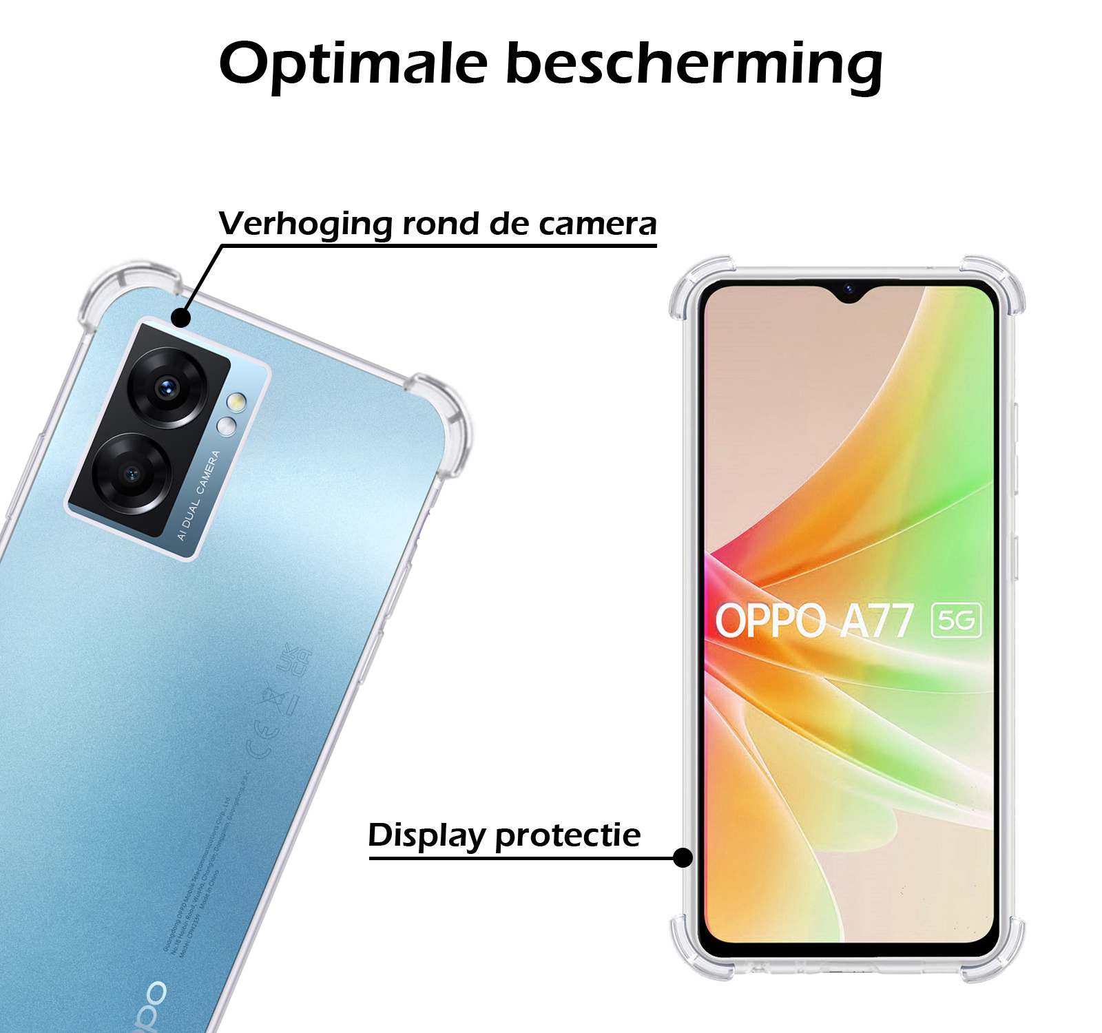 Nomfy OPPO A77 Hoesje Shock Proof Cover Case Shockproof - OPPO A77 Hoes Shock Proof Back Case - Transparant