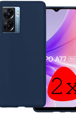BASEY. Hoes Geschikt voor OPPO A77 Hoesje Siliconen Back Cover Case - Hoesje Geschikt voor OPPO A77 Hoes Cover Hoesje - Donkerblauw - 2 Stuks