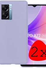 BASEY. Hoes Geschikt voor OPPO A77 Hoesje Siliconen Back Cover Case - Hoesje Geschikt voor OPPO A77 Hoes Cover Hoesje - Lila - 2 Stuks