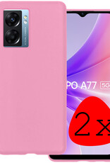 BASEY. Hoes Geschikt voor OPPO A77 Hoesje Siliconen Back Cover Case - Hoesje Geschikt voor OPPO A77 Hoes Cover Hoesje - Lichtroze - 2 Stuks