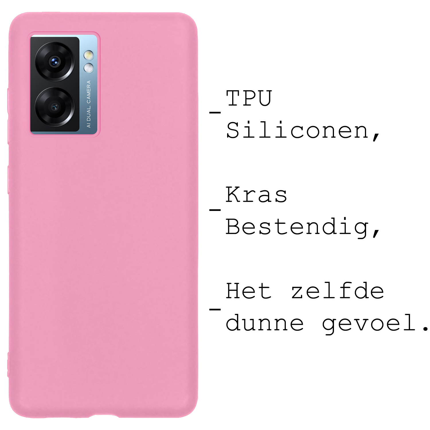 BASEY. Hoes Geschikt voor OPPO A77 Hoesje Siliconen Back Cover Case - Hoesje Geschikt voor OPPO A77 Hoes Cover Hoesje - Lichtroze - 2 Stuks